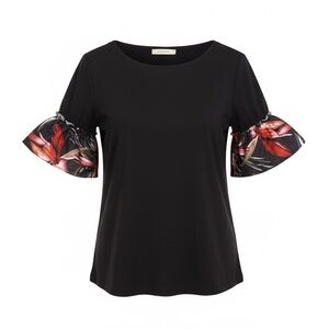 Lumina Top with Floral Ruffle Sleeve